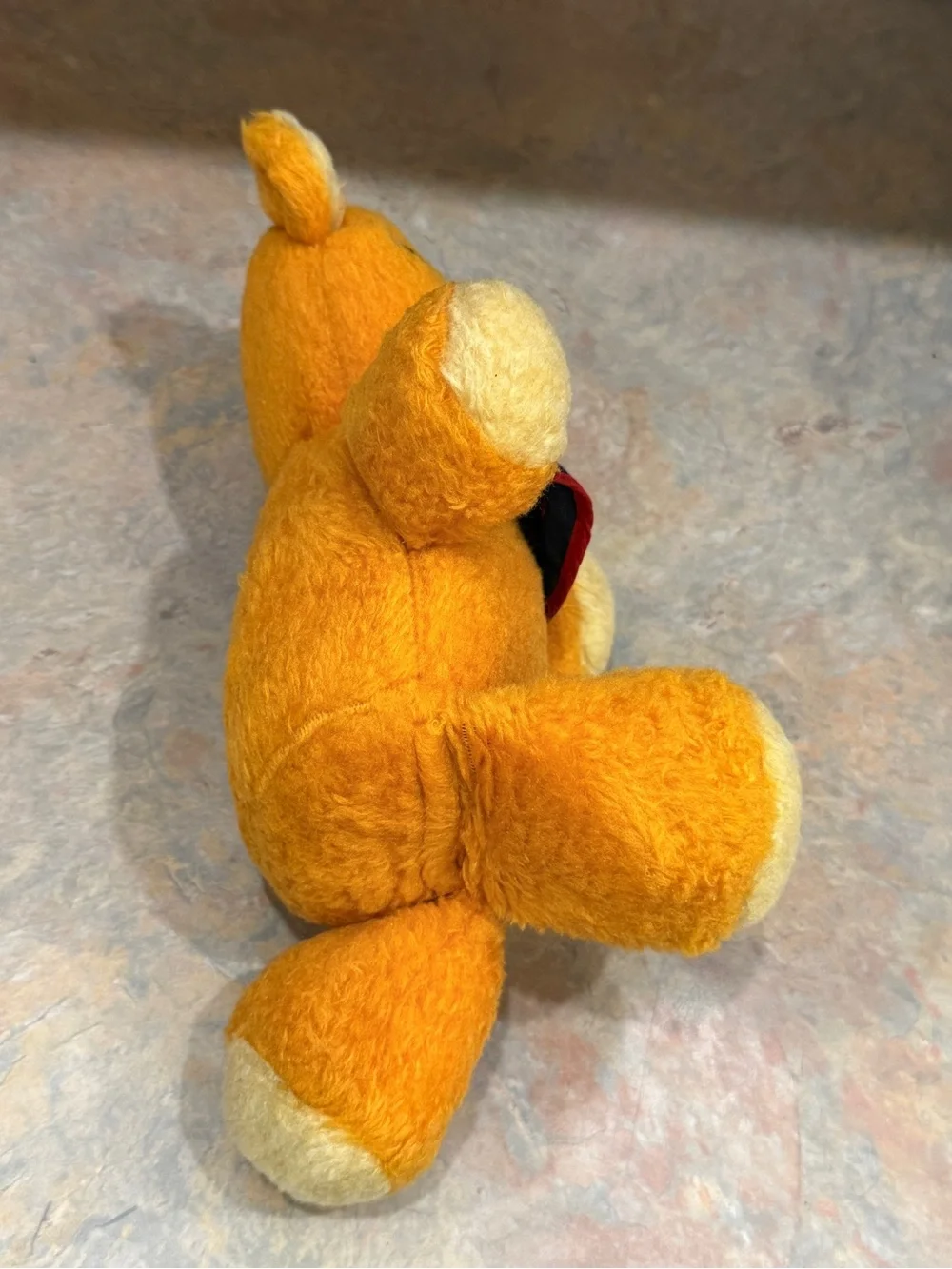 Fisher Price 1975 Freddy Bear Plush #418 Vintage Squeaker Toy Apple Bib Works